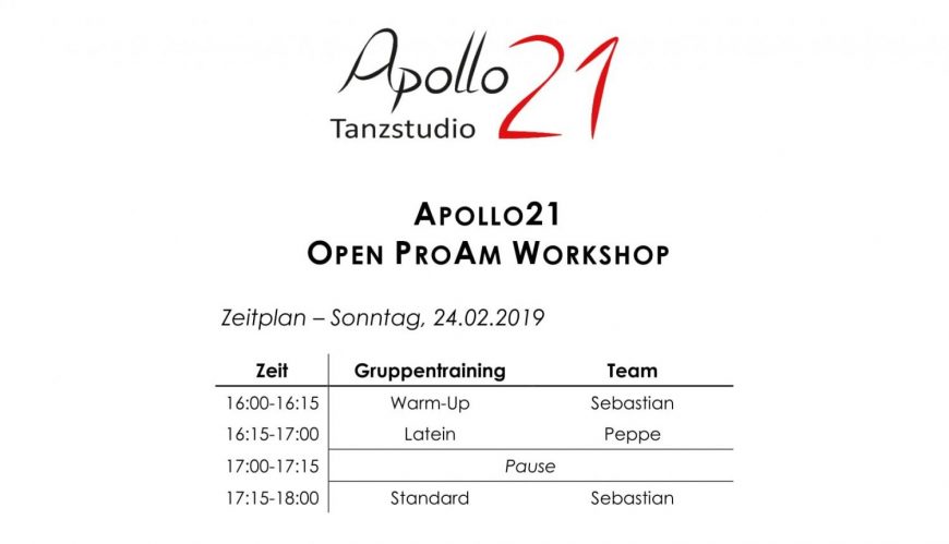 Apollo21 Open ProAm Workshop am 24. Februar 2019